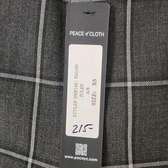 NWT Peace of Cloth Graphite Windowpane Pants - Size XS, Minimalist, Office Wear - Picture 3 of 7